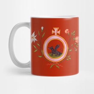 Medieval dragon with flowers Mug